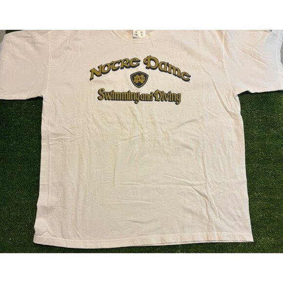 Vintage Notre Dame Fighting Irish shirt mens XL white adidas swimming diving S - Picture 5 of 11
